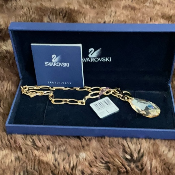 GORGEOUS NEW SWAROVSKI champagne pear shape stone toggle necklace NIB amazing - Picture 1 of 9